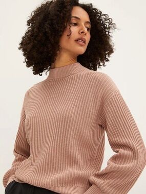 💗 Frank and Oak Cotton and Seacell Mockneck Sweater in Blush Pink 💗